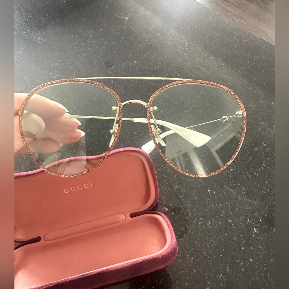 Gucci pink swaroski Aviator Sunglasses